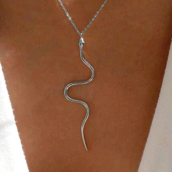 NEW Silver Snake Pendant & Necklace - Picture 1 of 3